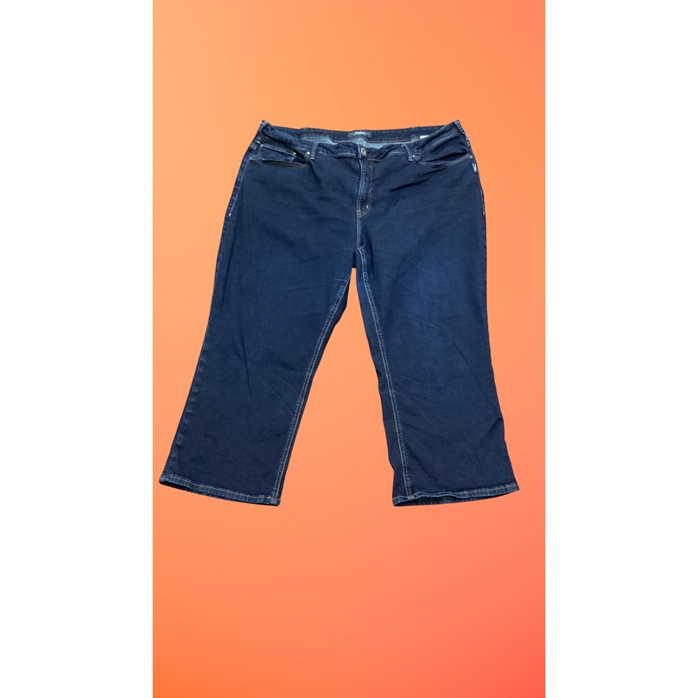 Silver Jeans Co Avery Capri Indigo Blue High Rise Cropped Jeans SZ 24 Flaw pic